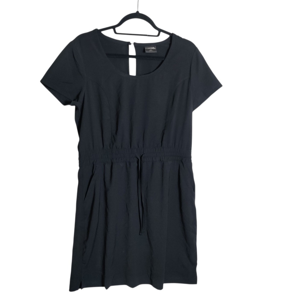 32 Degrees Cool Womens Short Sleeve Dress Black Drawstring‎ Waist Pockets Size M